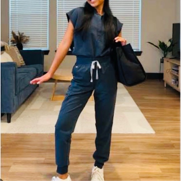 Figs Pants - Women’s Navy Jogger Pants with Drawstring